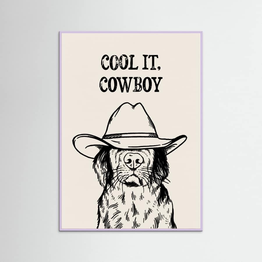 Lilac Wood Cool it Cowboy Black Poster