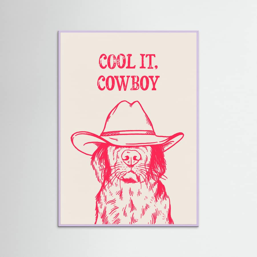 Lilac Wood Cool it Cowboy Pink Poster