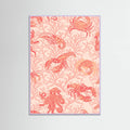 Coral and Lobster peachy fuzz pattern Poster – poster and art print