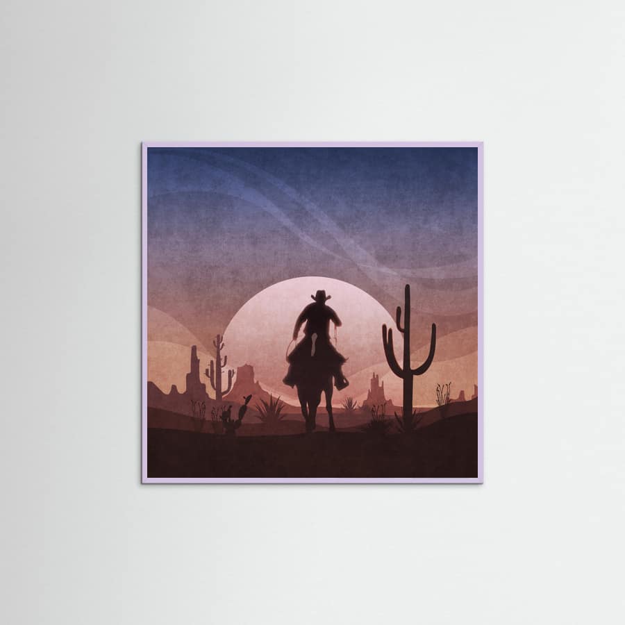 Lilac Wood Cowboy Sunset Poster