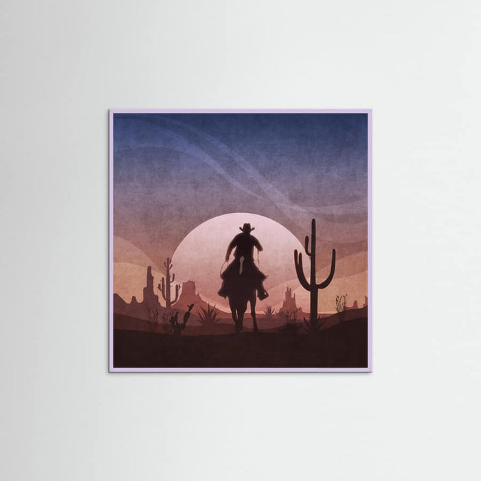 Lilac Wood Cowboy Sunset Poster