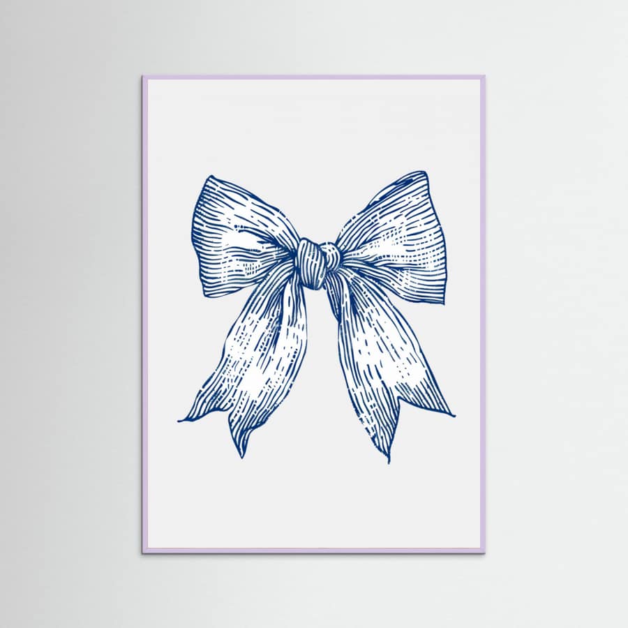 Affiche Dark Blue Coastal Striped Bow – affiche et impression d’art