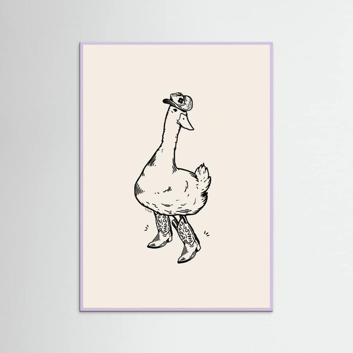 Lilac Wood Duck wearing Western Boots Poster