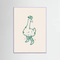 Lilac Wood Duck wearing Western Boots in green Poster