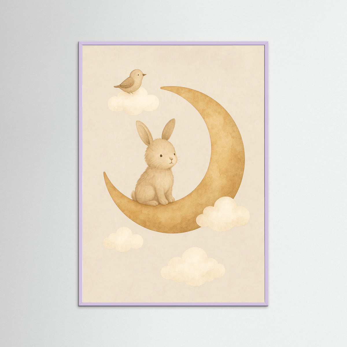 Lilac Wood Elephant on Moon