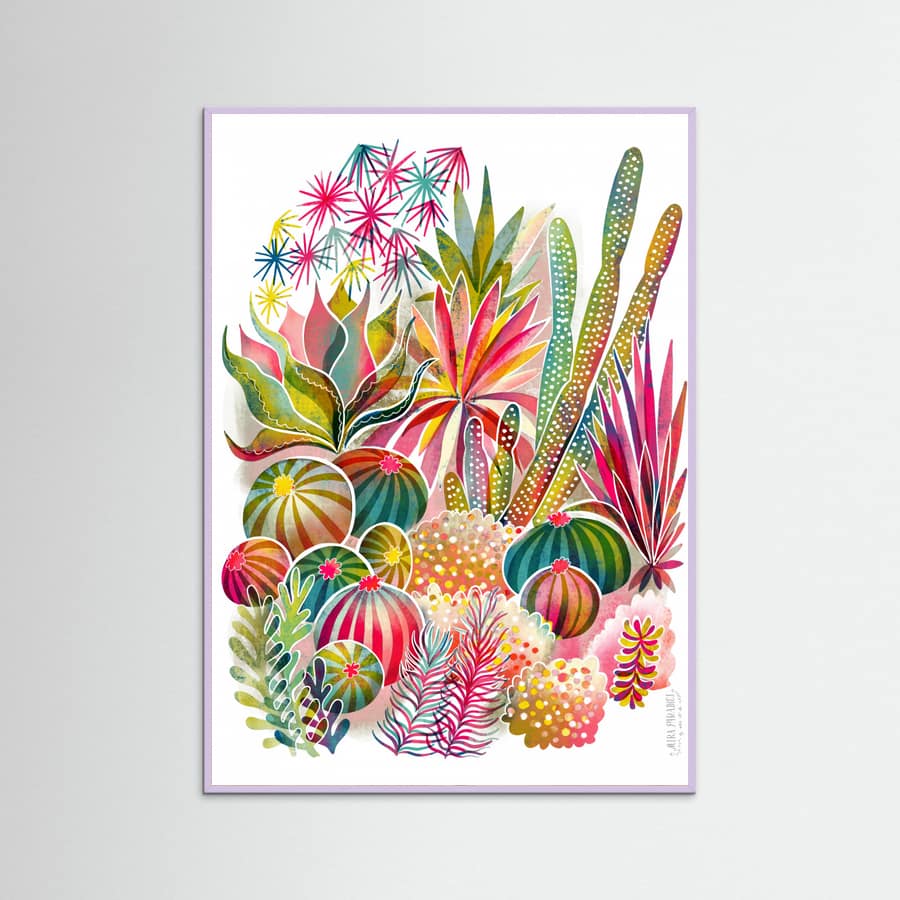 Lilac Wood Flowering Succulent and Cacti Garden Poster