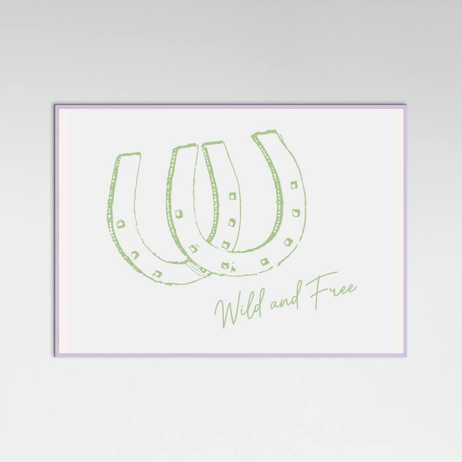 Horseshoe Wild and Free Sage Green Poster – plakat og kunsttryk