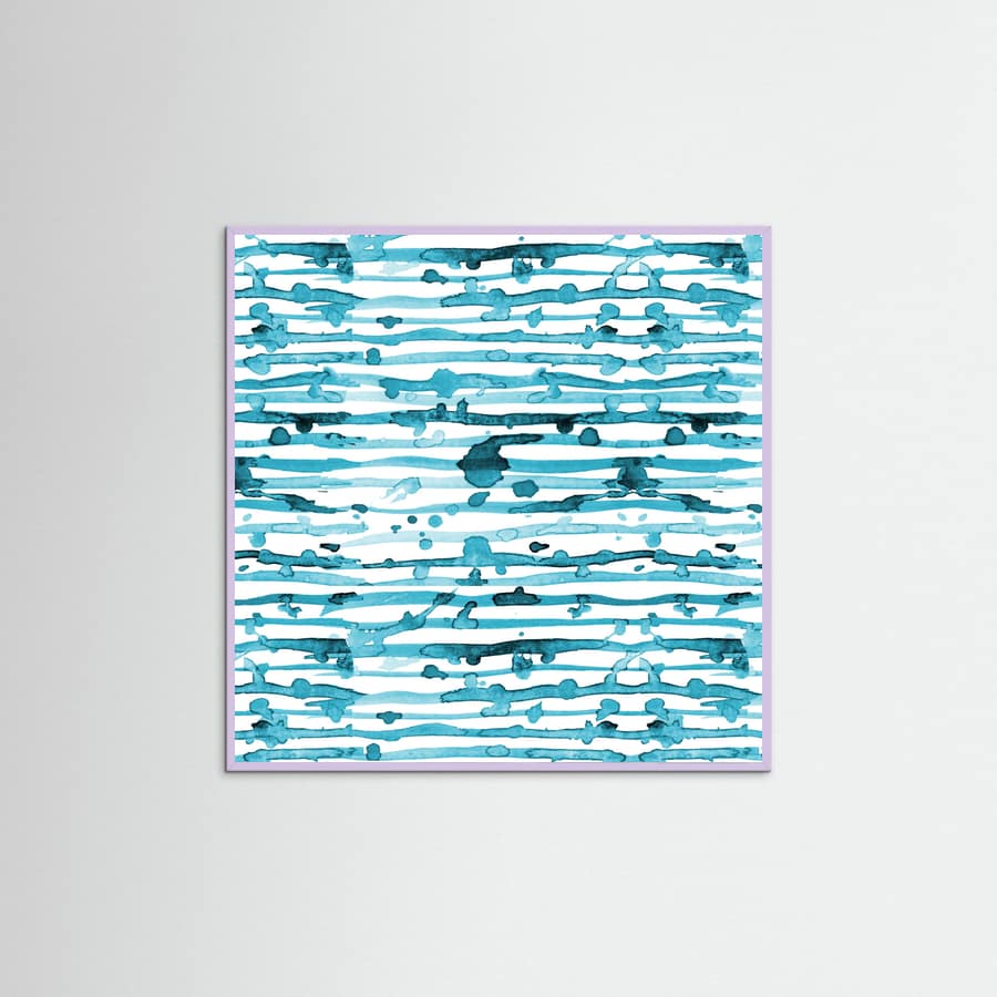 Póster Indigo Teal Line Splatter Watercolor – póster e impresión artística