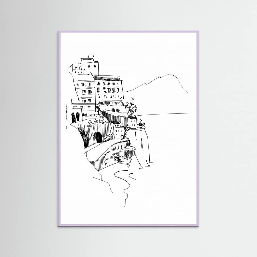 Italian Landscape Art, Amalfi Coast Small Towns By The Sea Poster – Poster und Kunstdruck