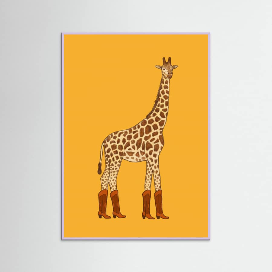 Lilac Wood Jolene the Cowgirl Giraffe Poster