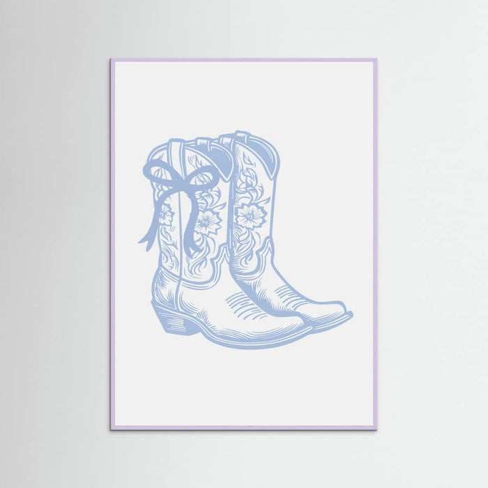 Light Blue Cowgirl Boots with Bow Poster – plakat og kunsttryk