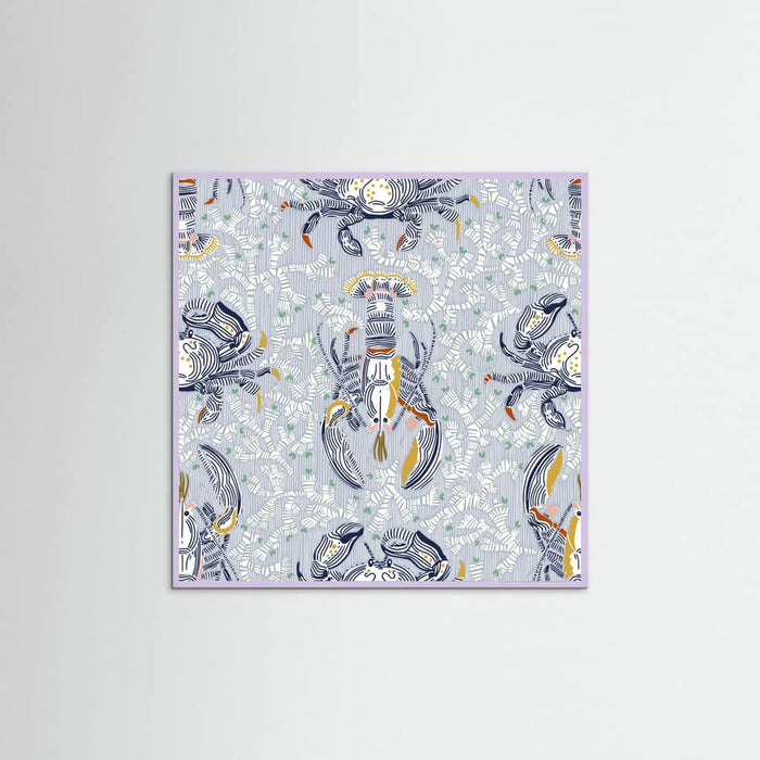 Affiche Lobster and crab coastal nostalgia grey pattern – affiche et impression d’art