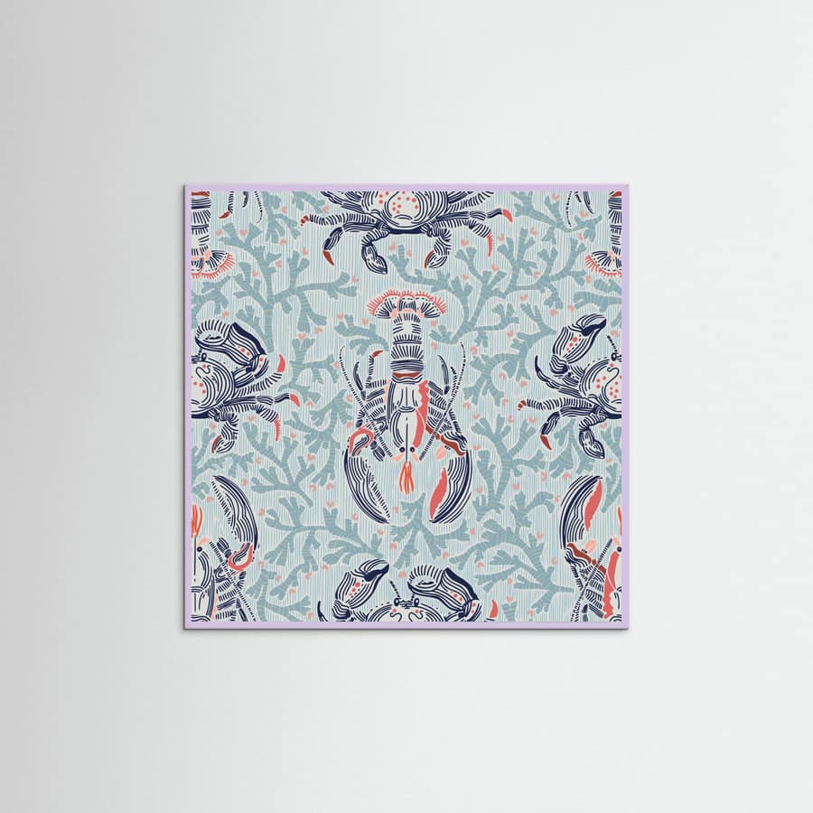 Lobster and crab coastal nostalgia mint pattern Poster – poster and art print
