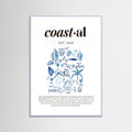 Póster Minimalist Blue Coastal Poster | Aesthetic Tropical and Marine Illustrations – póster e impresión artística
