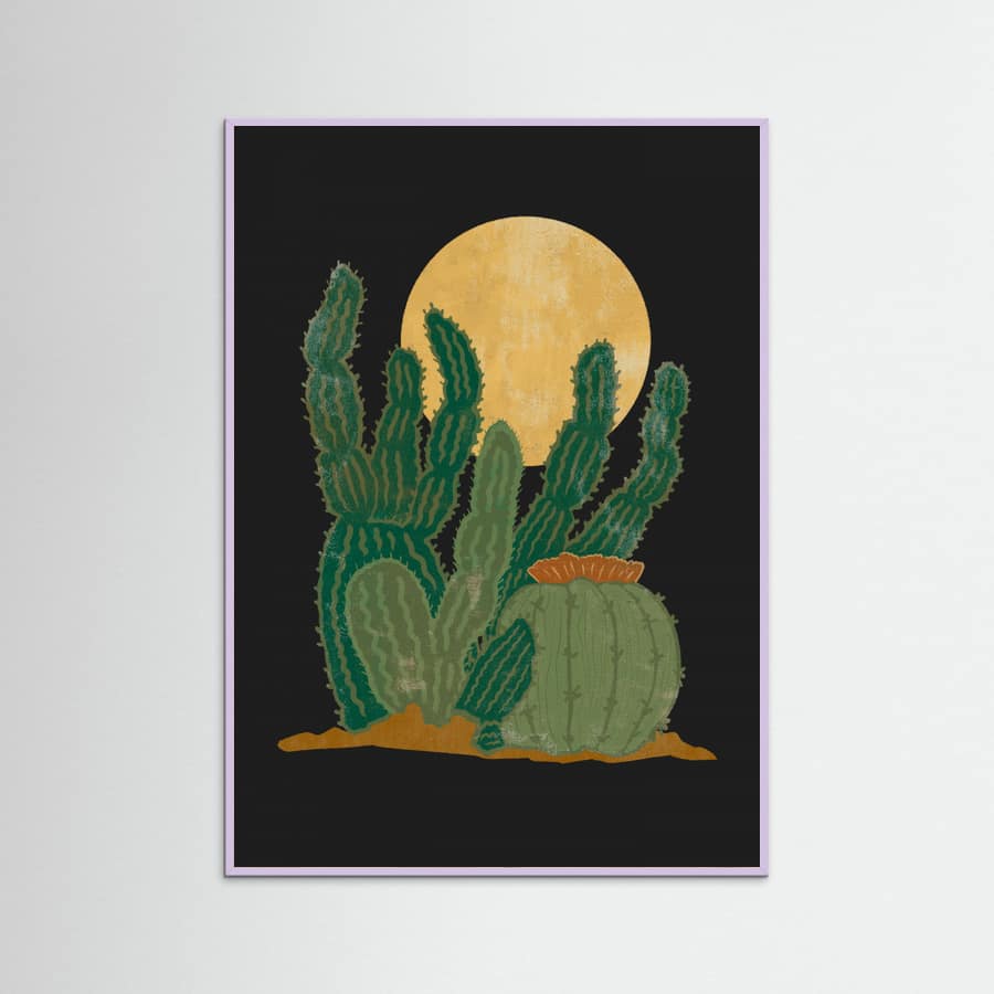 Lilac Wood Modern Americana and Cactus Poster