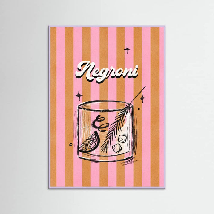 Negroni Drink on Stripes Poster – poster and art print