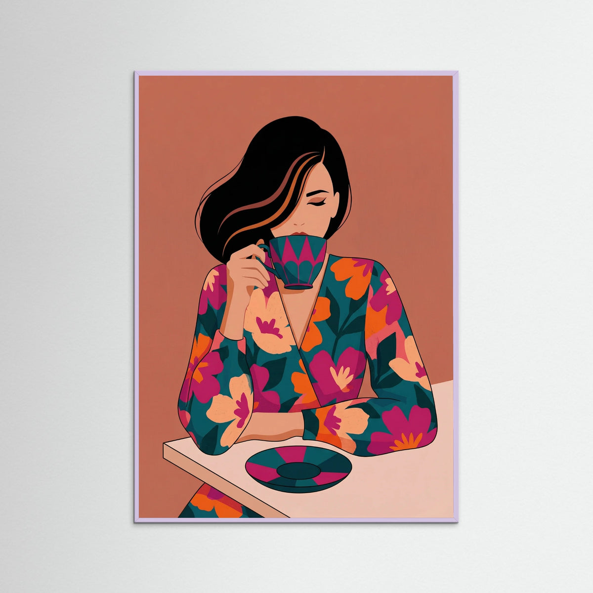 Lilac Wood Orange Dot Figure