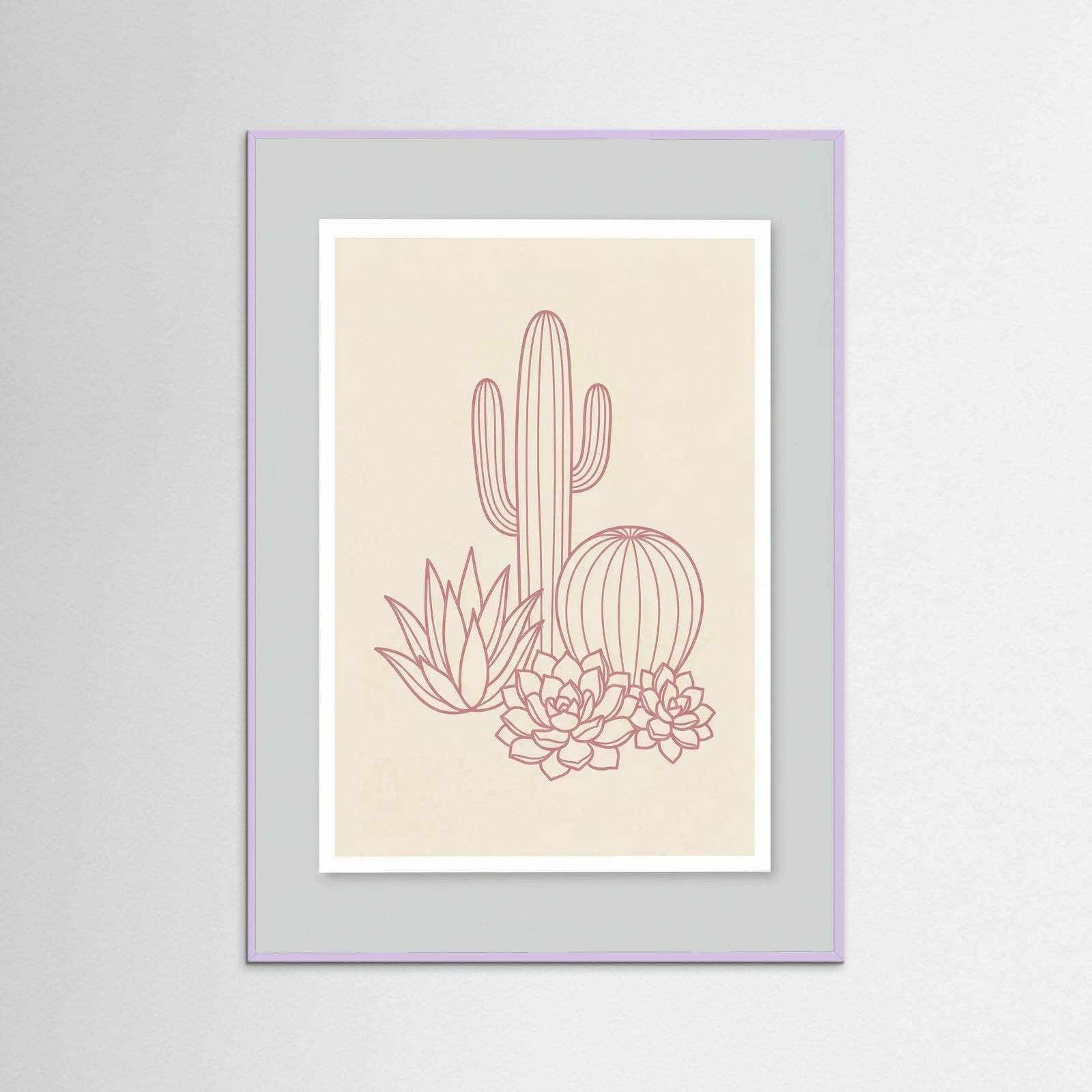 Lilac Wood Pink Palm Silhouettes