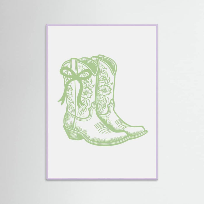 Sage Green Cowgirl Boots with Bow Poster – Poster und Kunstdruck