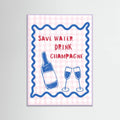 Save Water Drink Champagne Red Check Pattern Poster – poster and art print