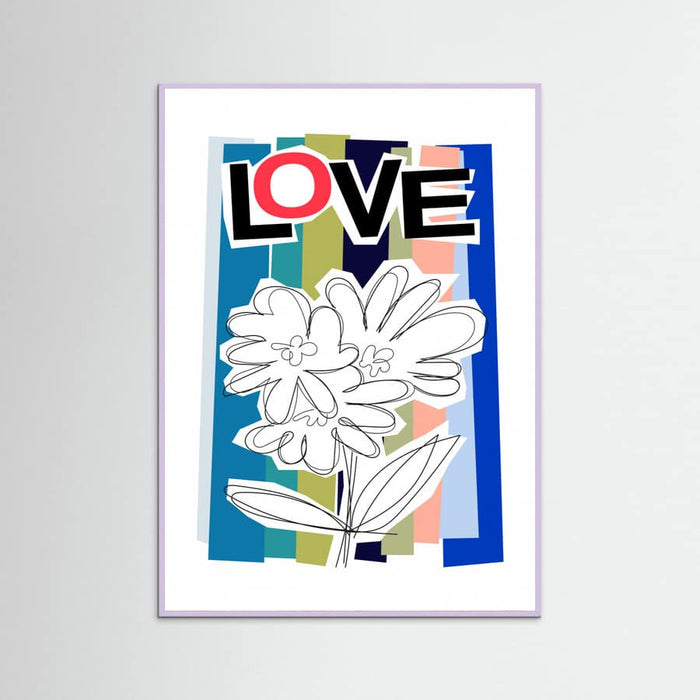 Póster Scribble Flower Blue – póster e impresión artística