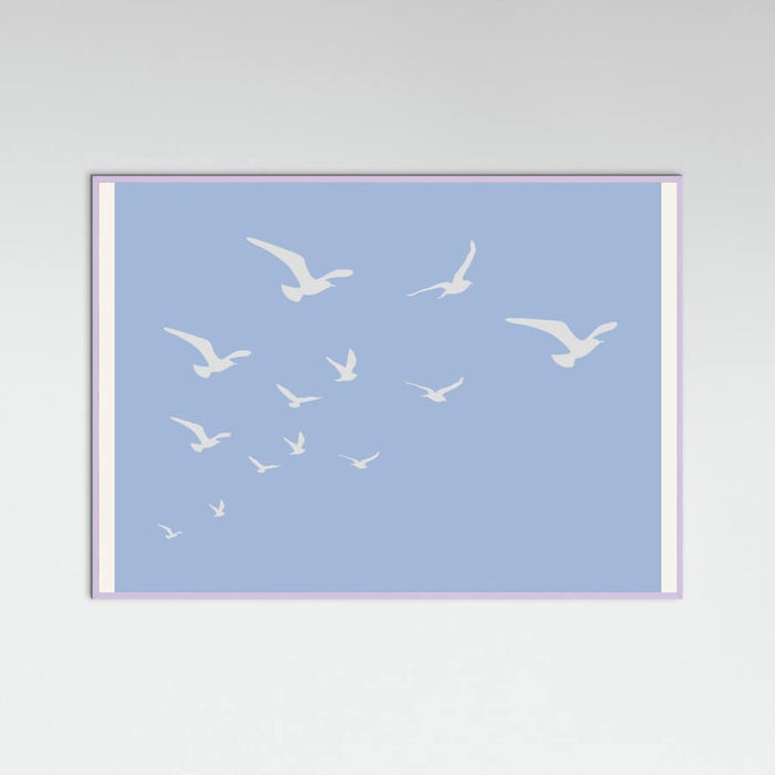 Seagulls Blue Background Poster – plakat og kunsttryk