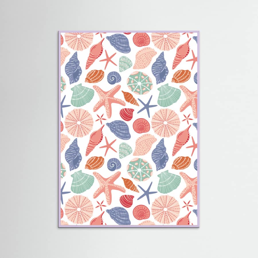 Seashells and Starfish - White Poster – poster and art print
