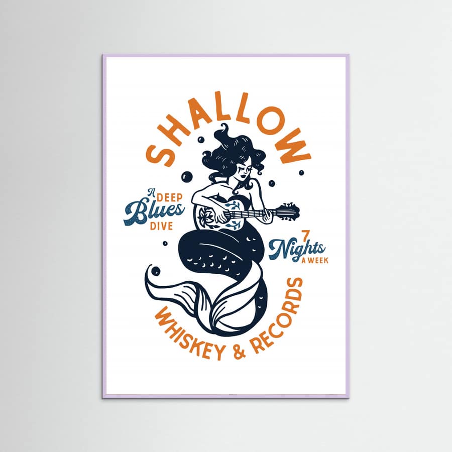 Lilac Wood Shallow Whiskey & Records Dive Bar Music Mermaid Poster