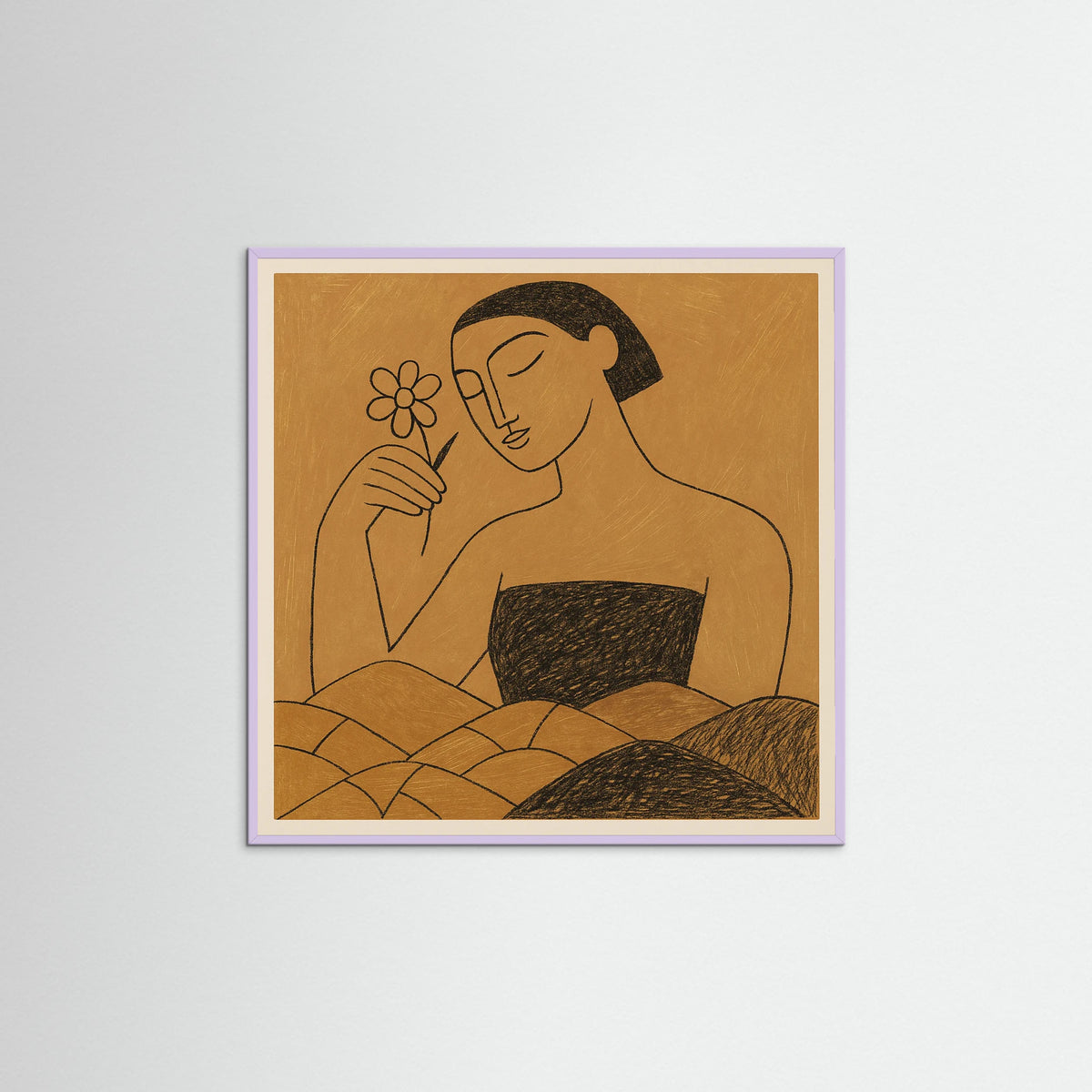 Lilac Wood Square Abstract Figure