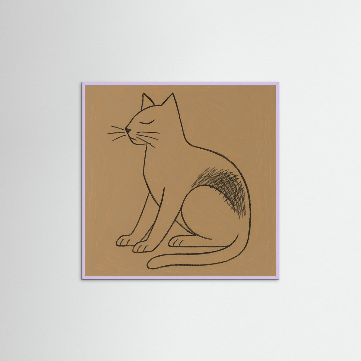 Lilac Wood Square Abstract Line Portrait