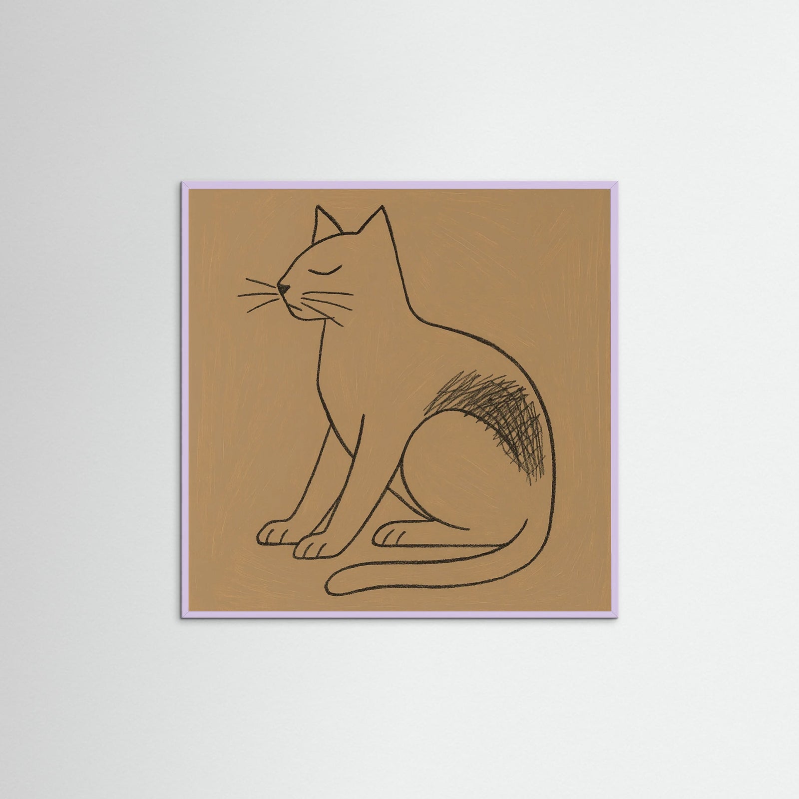 Lilac Wood Square Abstract Line Portrait