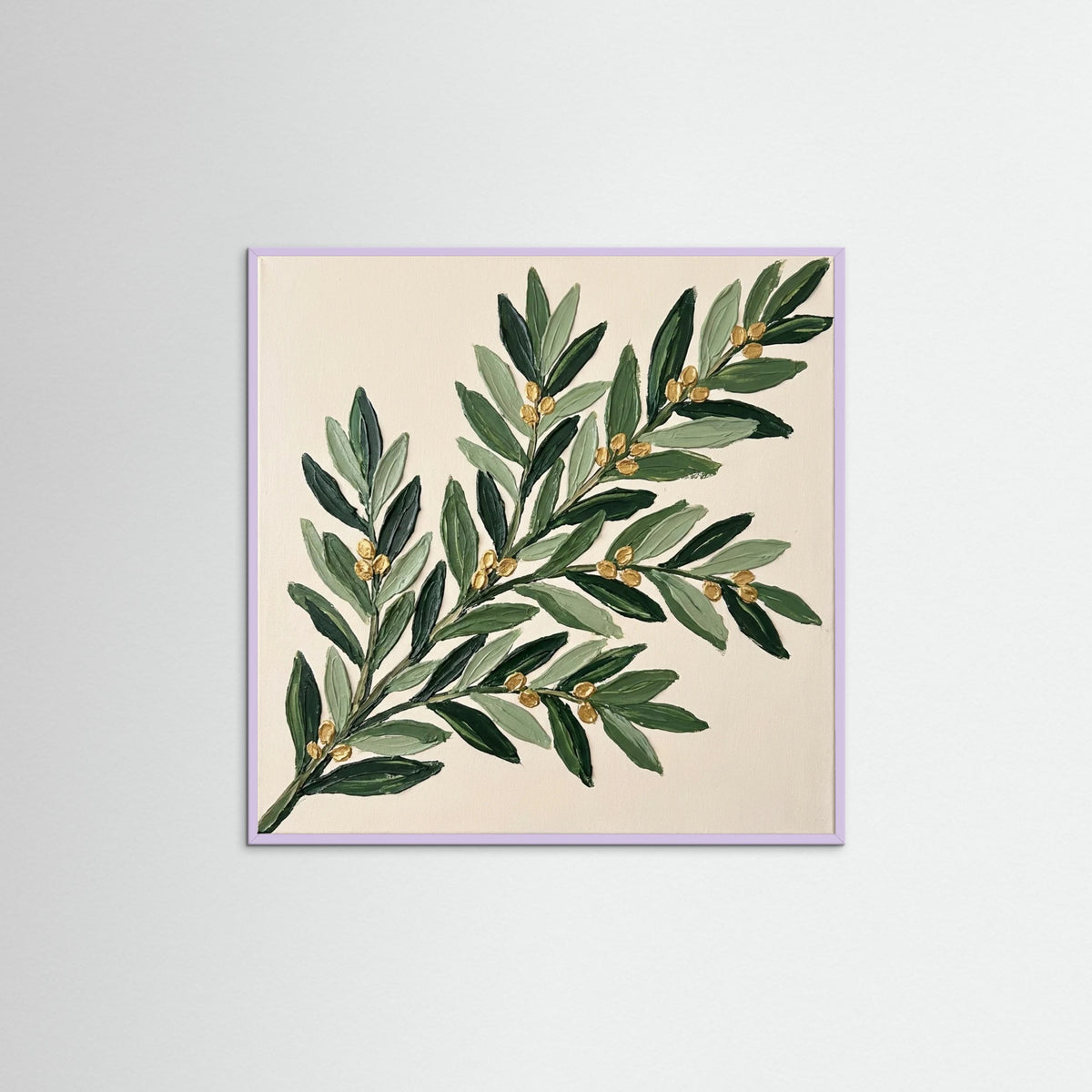 Lilac Wood Square Gilded Wreath