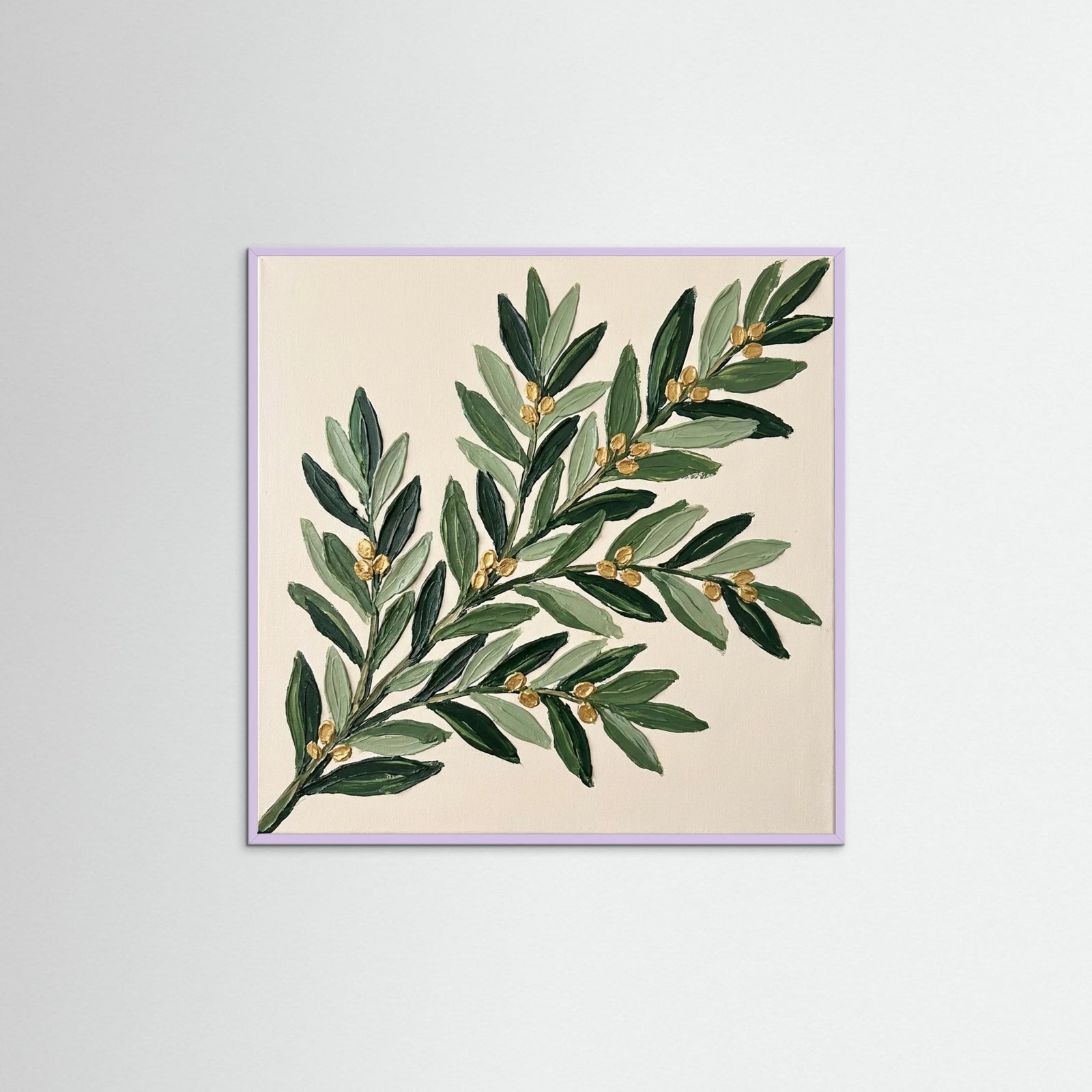 Lilac Wood Square Gilded Wreath