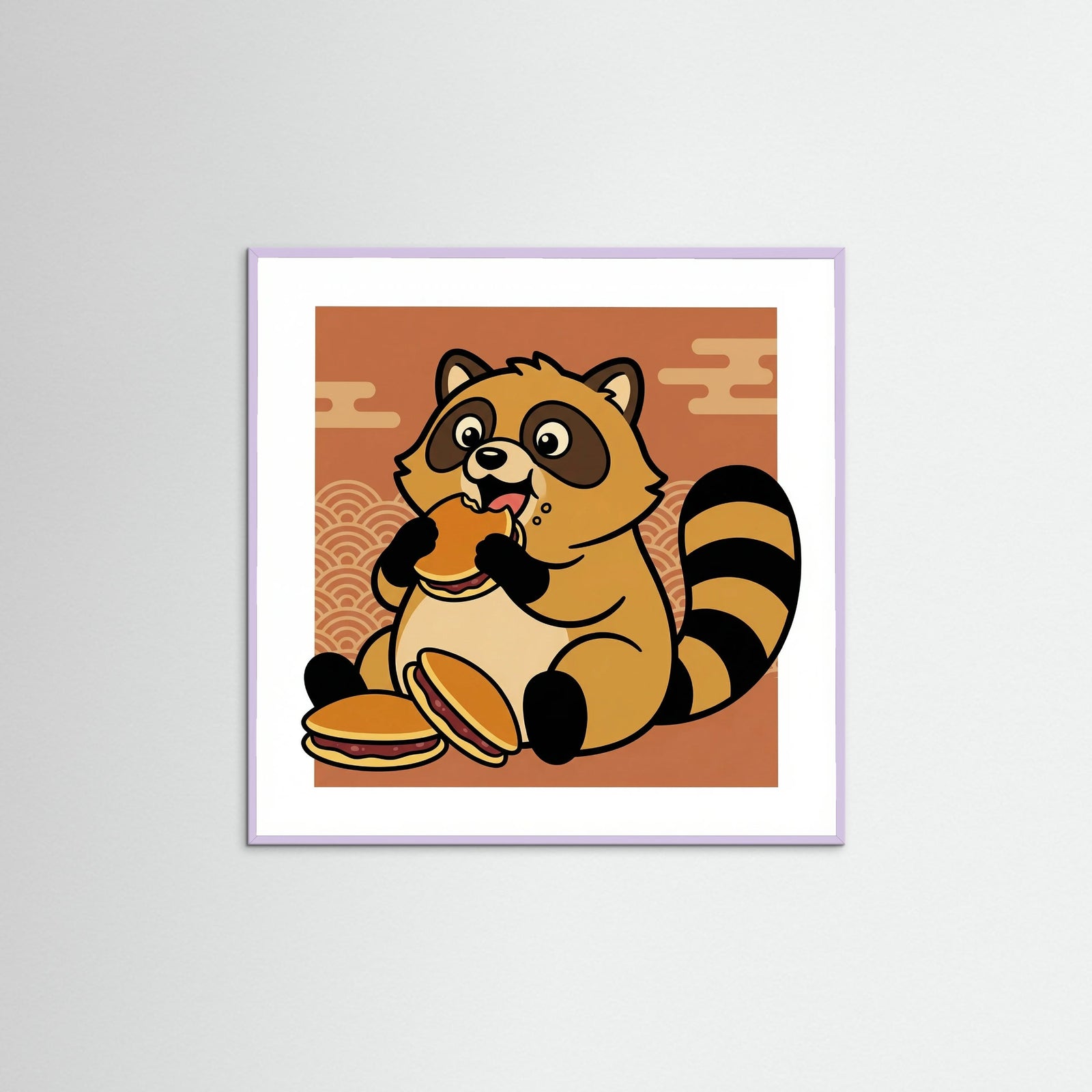 Lilac Wood Square Midnight Ramen Cat