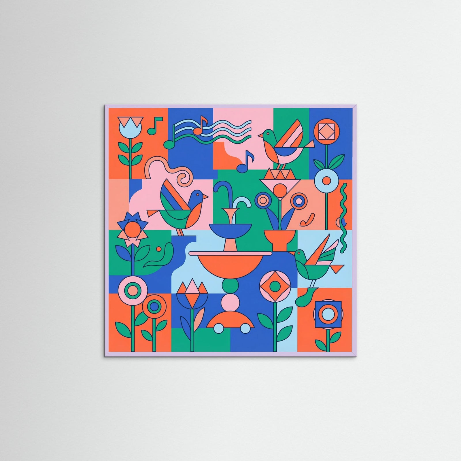 Lilac Wood Square Playful Abstraction