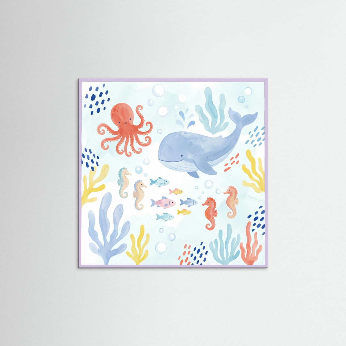 Lilac Wood Square Whimsical Jungle Friends