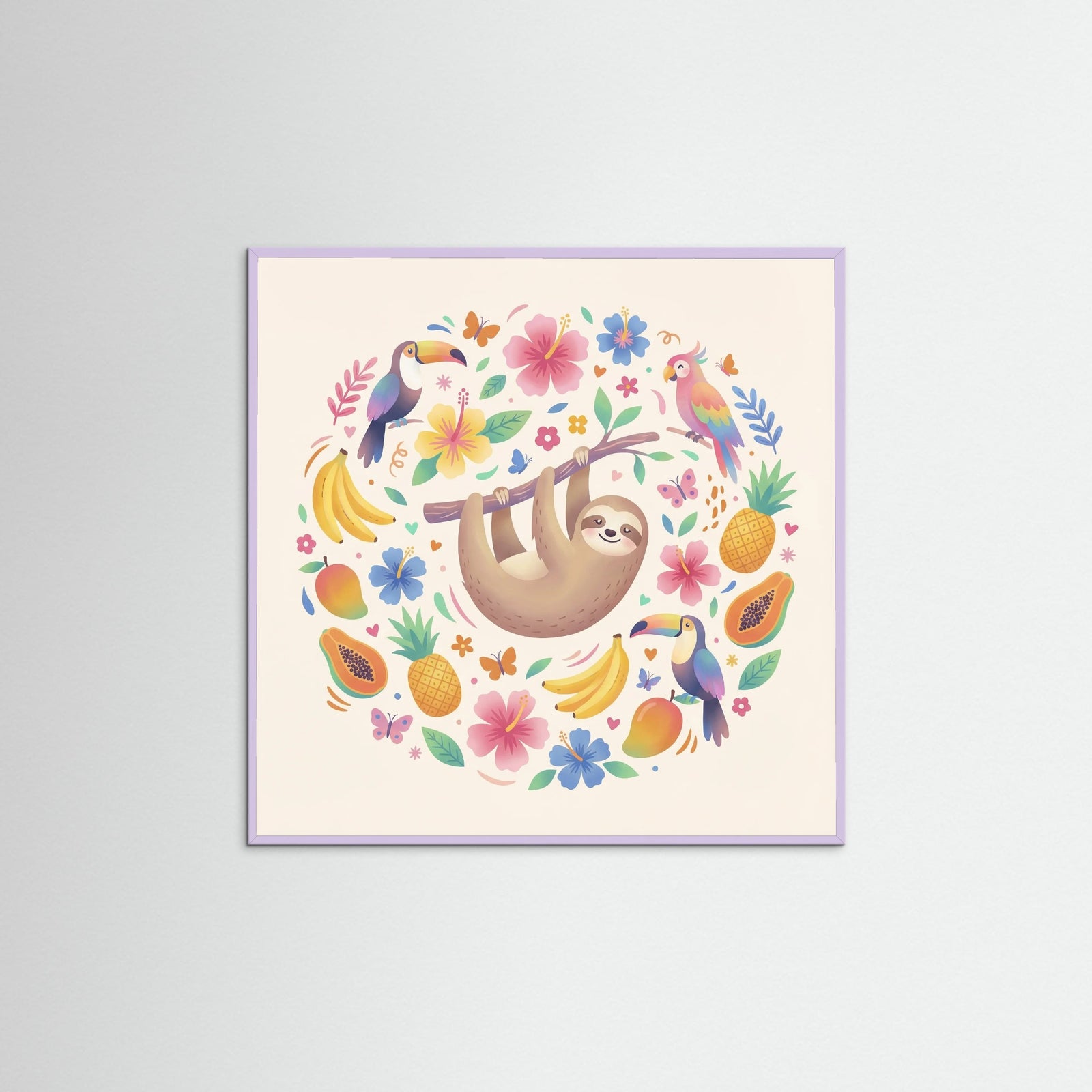 Lilac Wood Square Whimsical Jungle