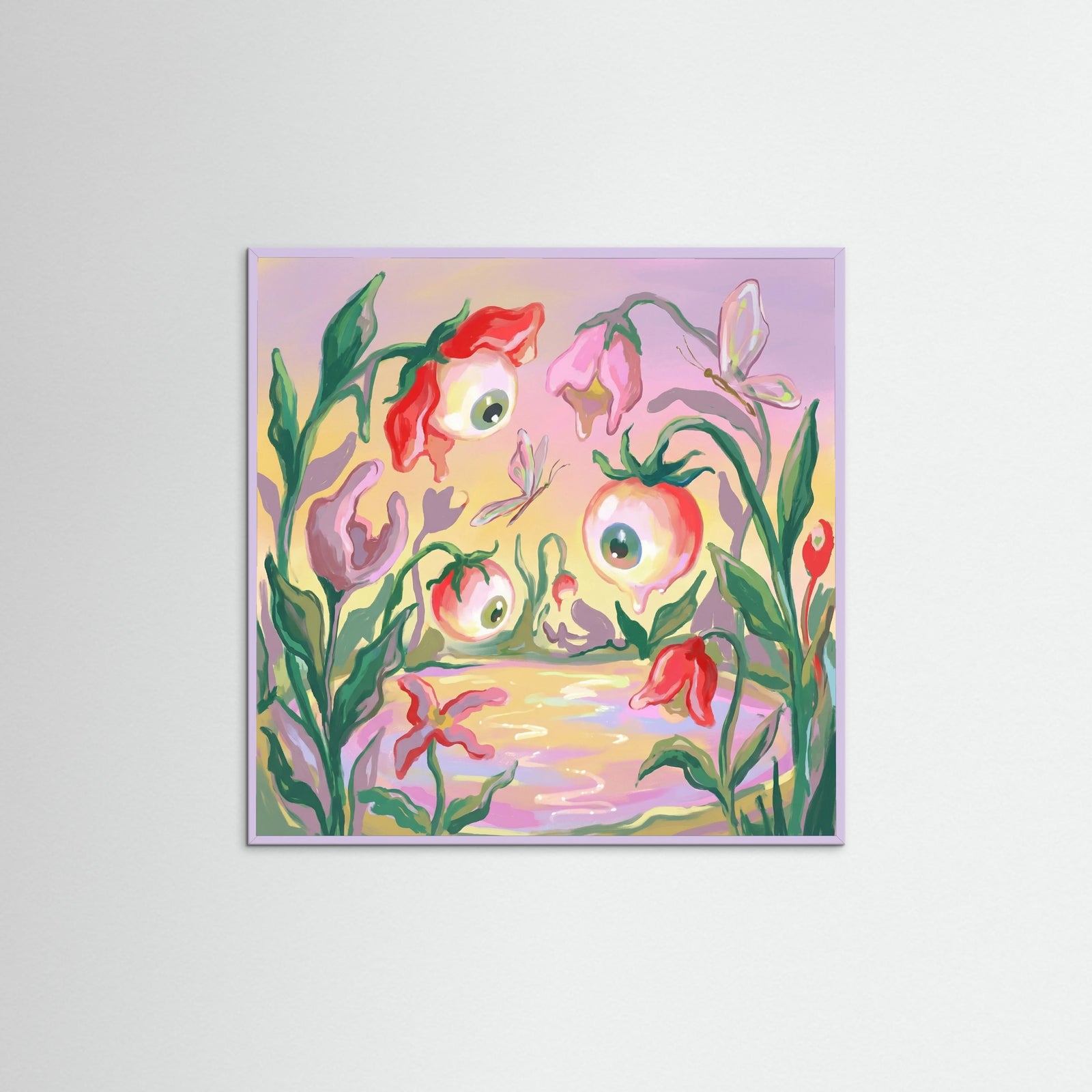Lilac Wood Square Whimsical Timepiece