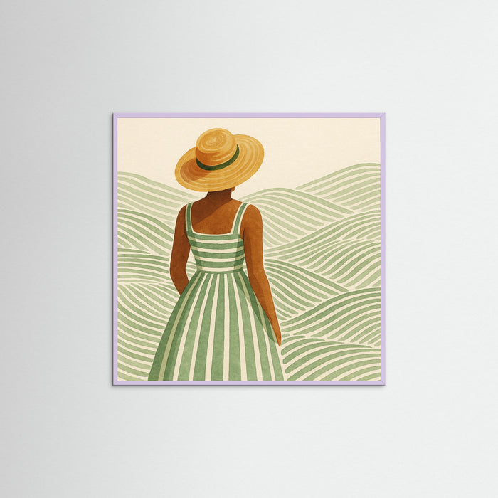 Lilac Wood Square Woman in Hat