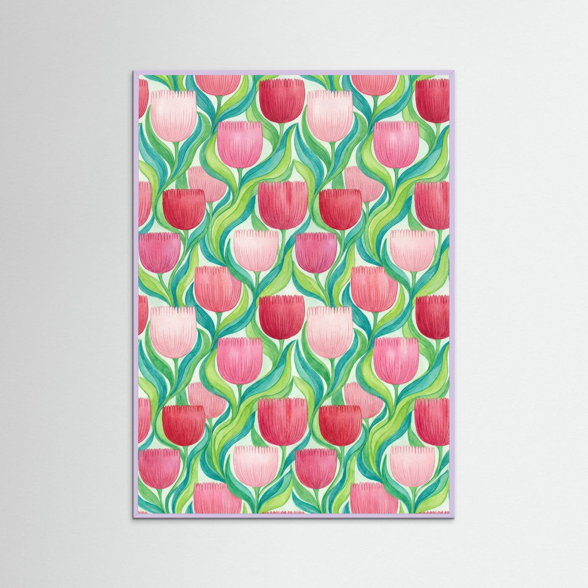 Lilac Wood Stylized Floral Array