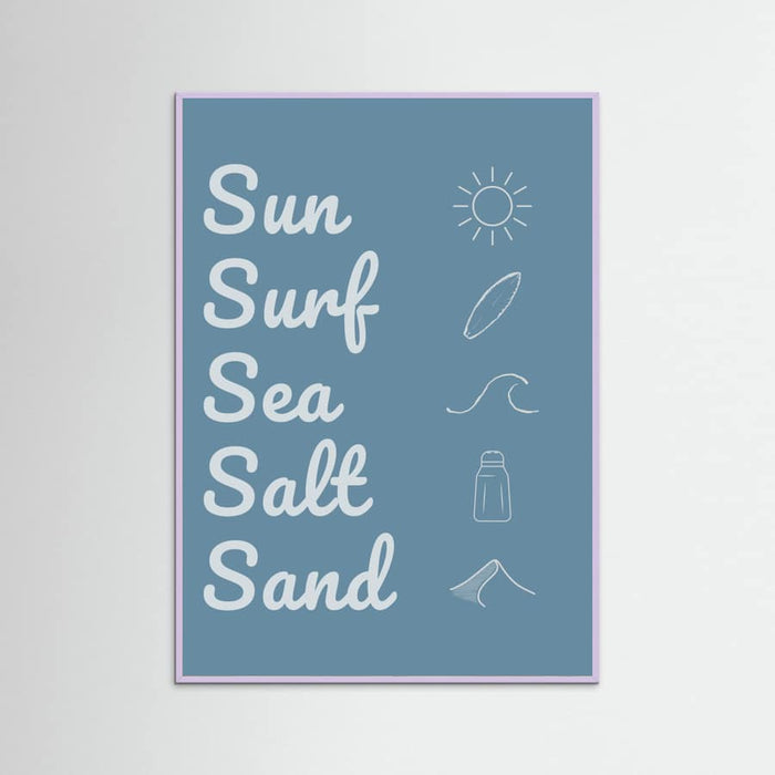 Sun Surf Sea Salt Sand Dark Blue Poster – Poster und Kunstdruck