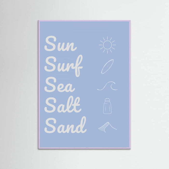 Sun Surf Sea Salt Sand Light Blue Poster – plakat og kunsttryk