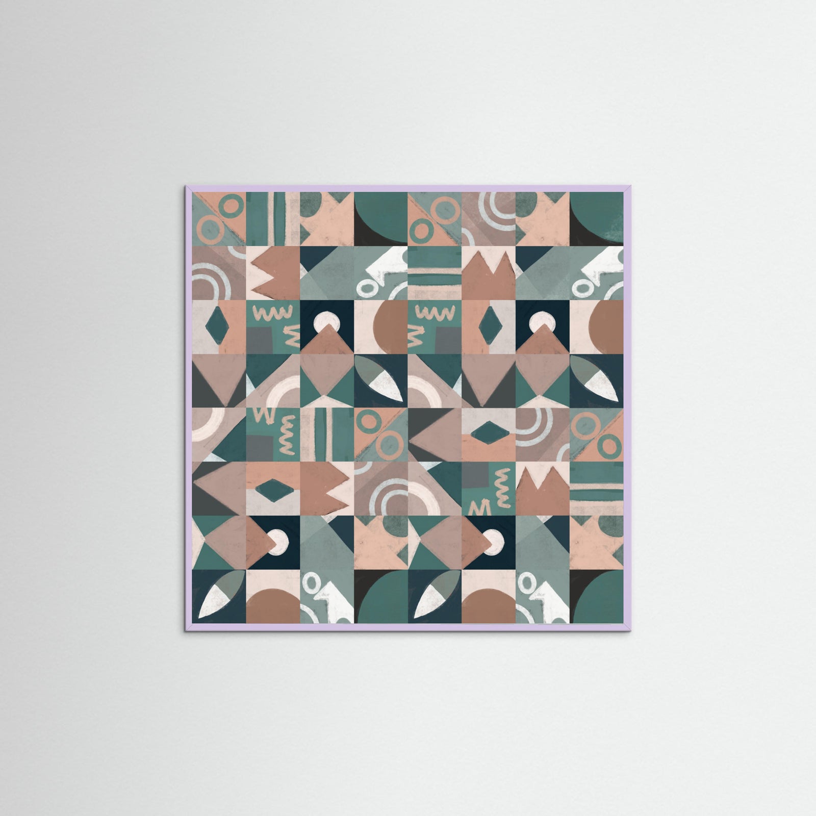Lilac Wood The Mid Century Grid Pattern Poster