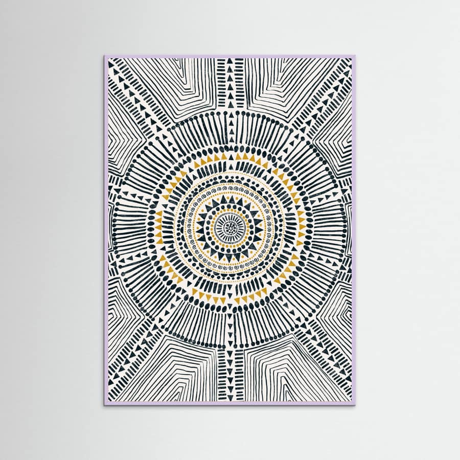 Lilac Wood Tribal Sun Poster