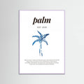 Tropical Palm Tree Poster | Aesthetic Blue Decor with Modern Coastal Style – plakat og kunsttryk