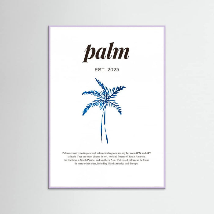Tropical Palm Tree Poster | Aesthetic Blue Decor with Modern Coastal Style – plakat og kunsttryk