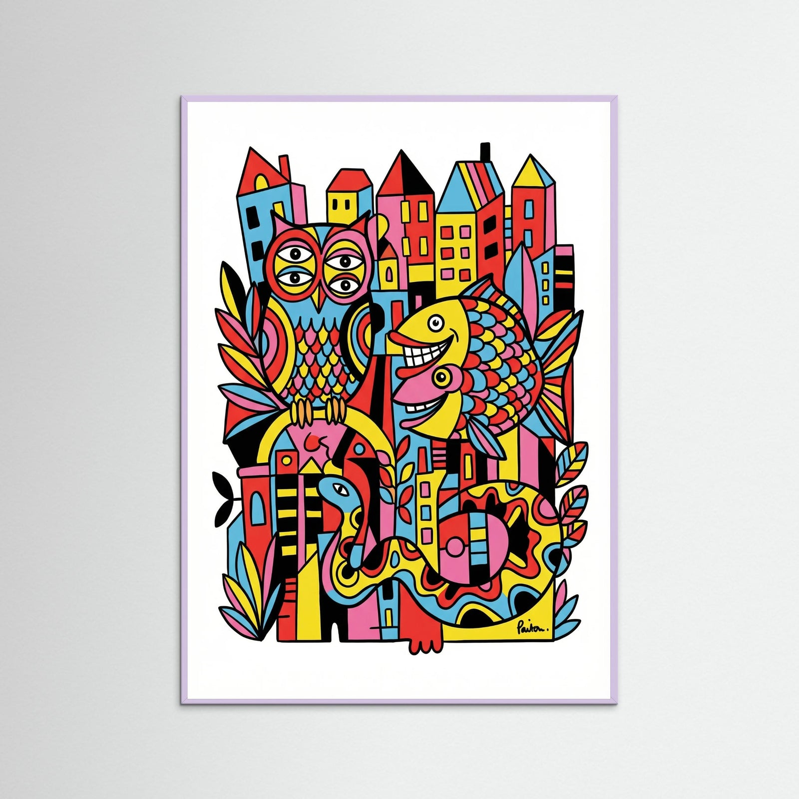 Lilac Wood Vibrant Folk Faces