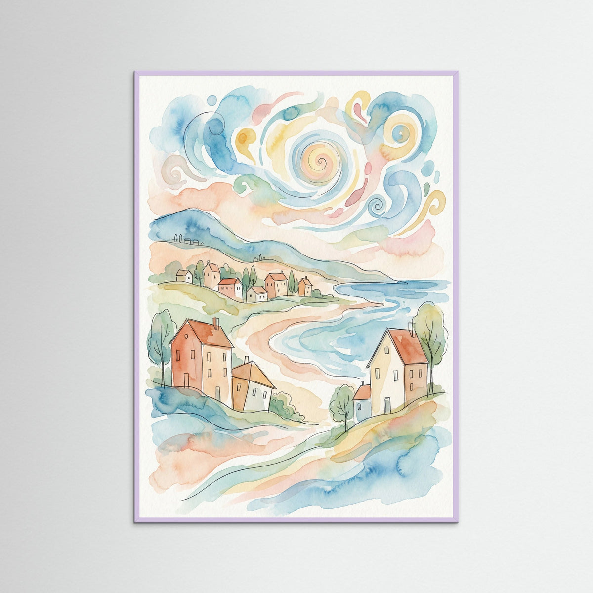 Lilac Wood Whimsical Cityscape