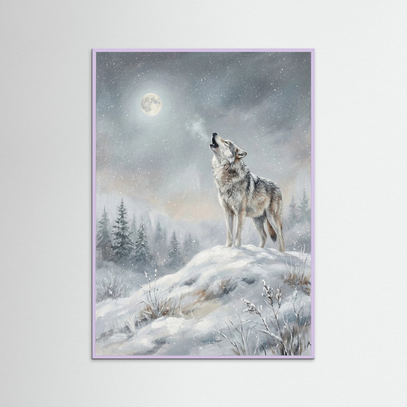 Lilac Wood Winter Swans Serenity