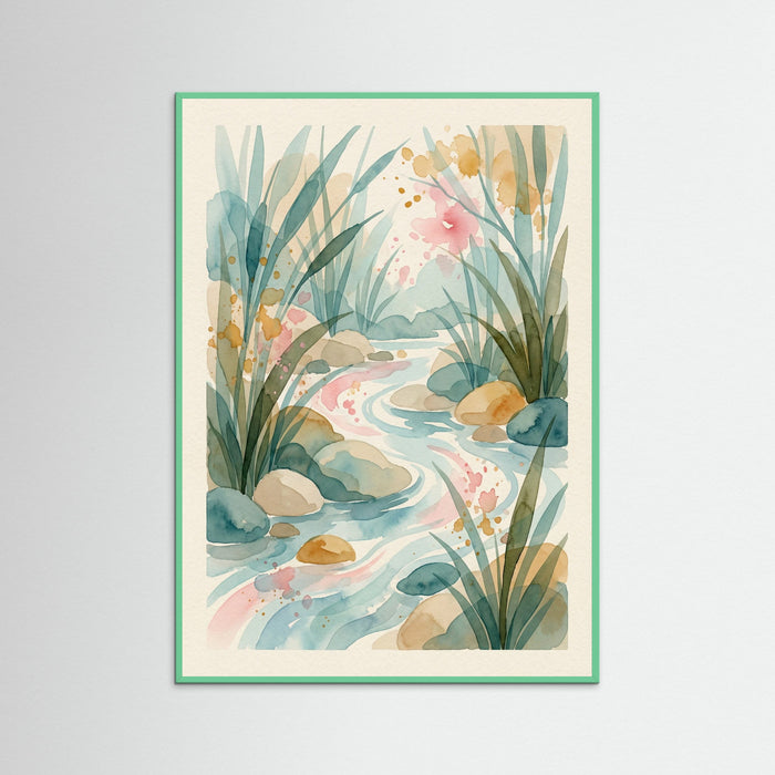 Mint Wood Abstract Bloom Symphony